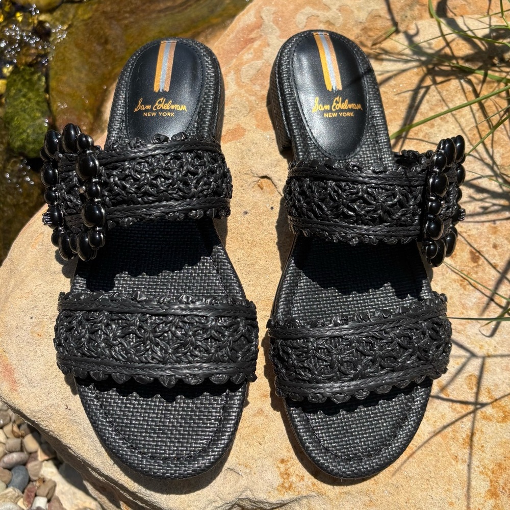 Sam Edelman Black Braided Slide Sandals